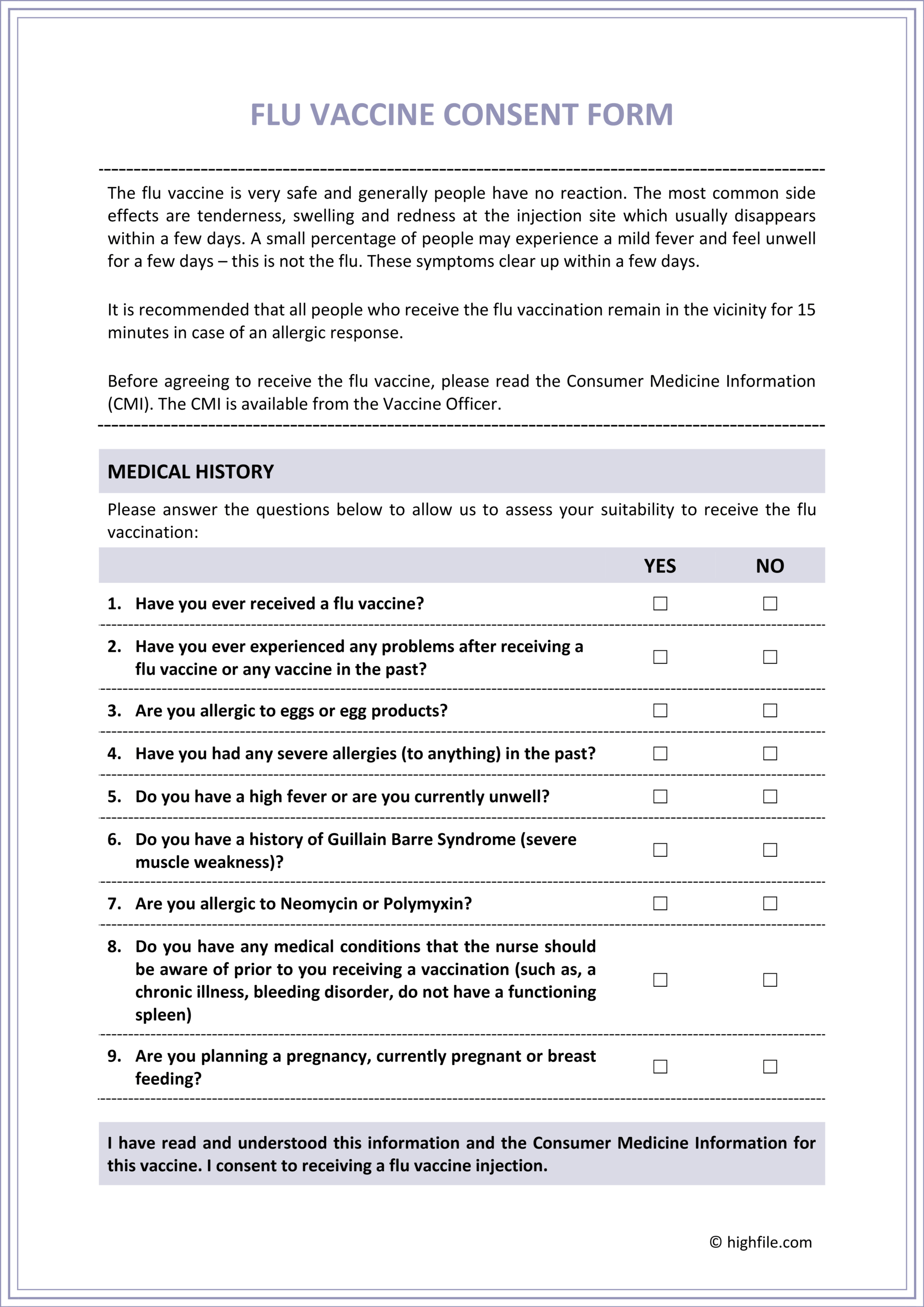 Flu Vaccine Consent Form Template Word PDF Google Docs Flu Vaccine Consent Form Template Word PDF Google Docs