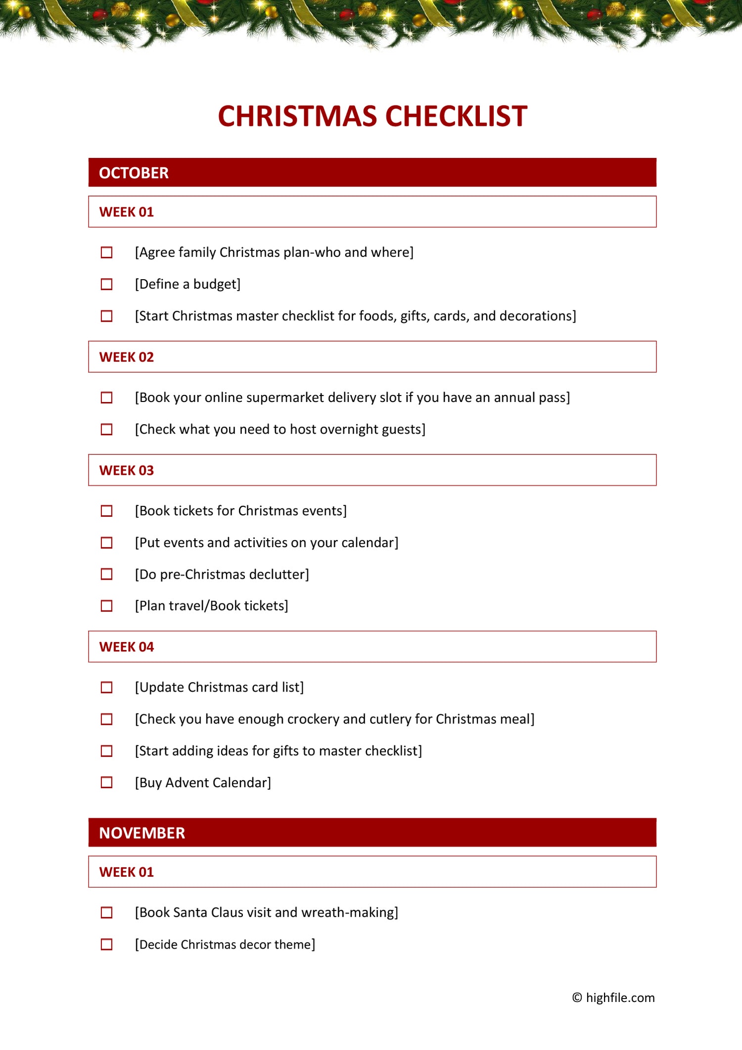 The Ultimate Christmas Checklist - Word | PDF | Google Docs