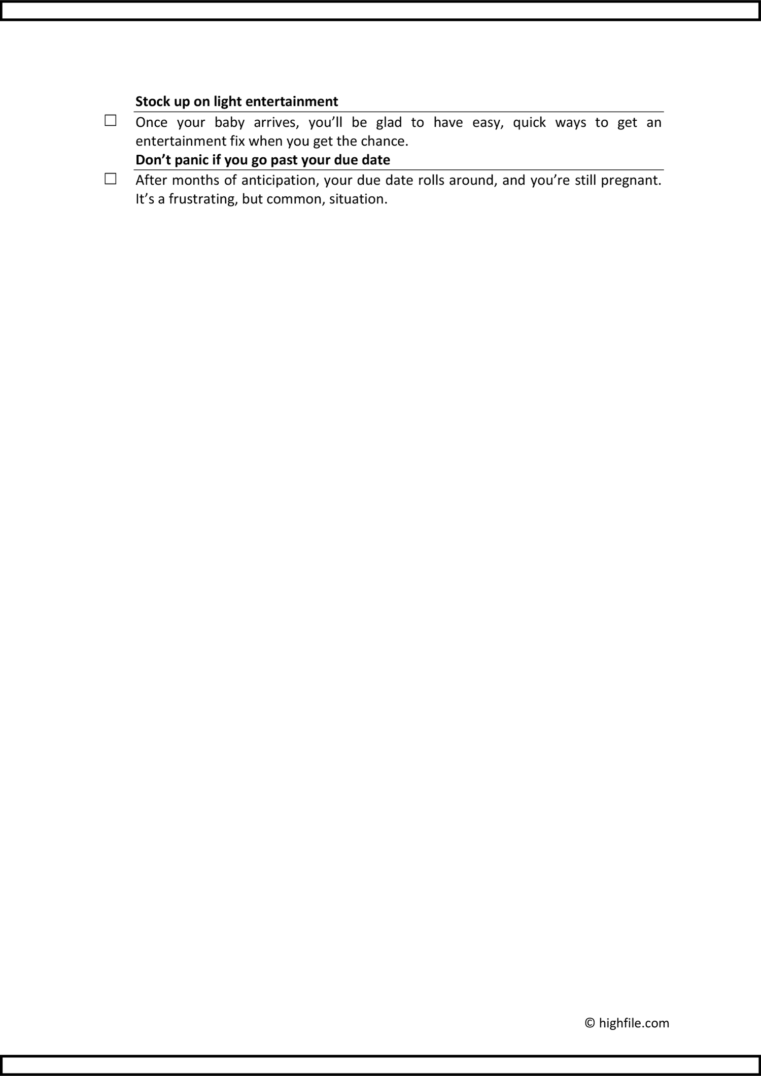 Pregnancy Checklist A MonthByMonth Guide (Word PDF Docs)