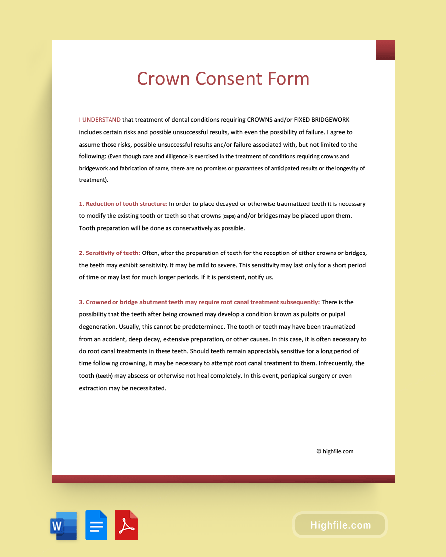 Crown Consent Form Word PDF Google Docs
