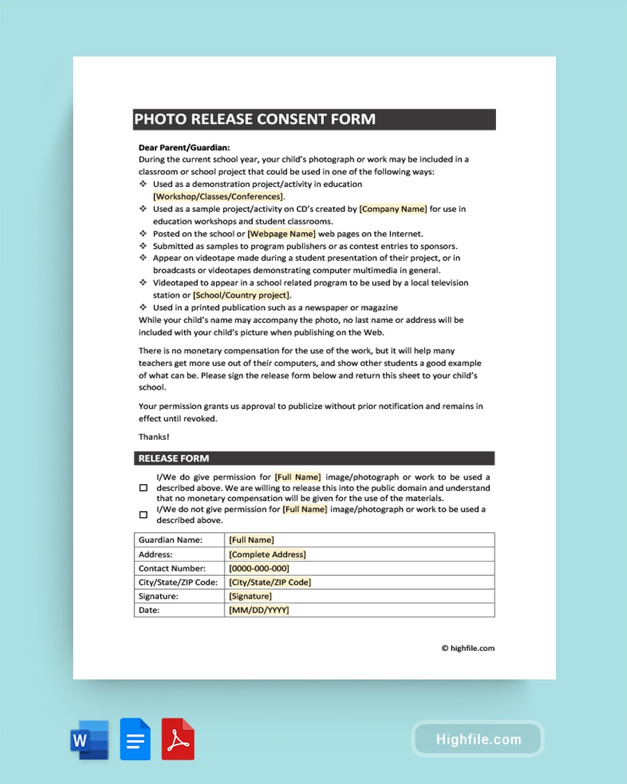 Social Media Consent Form Word PDF Google Docs Highfile Social Media Consent Form Word PDF Google Docs Highfile