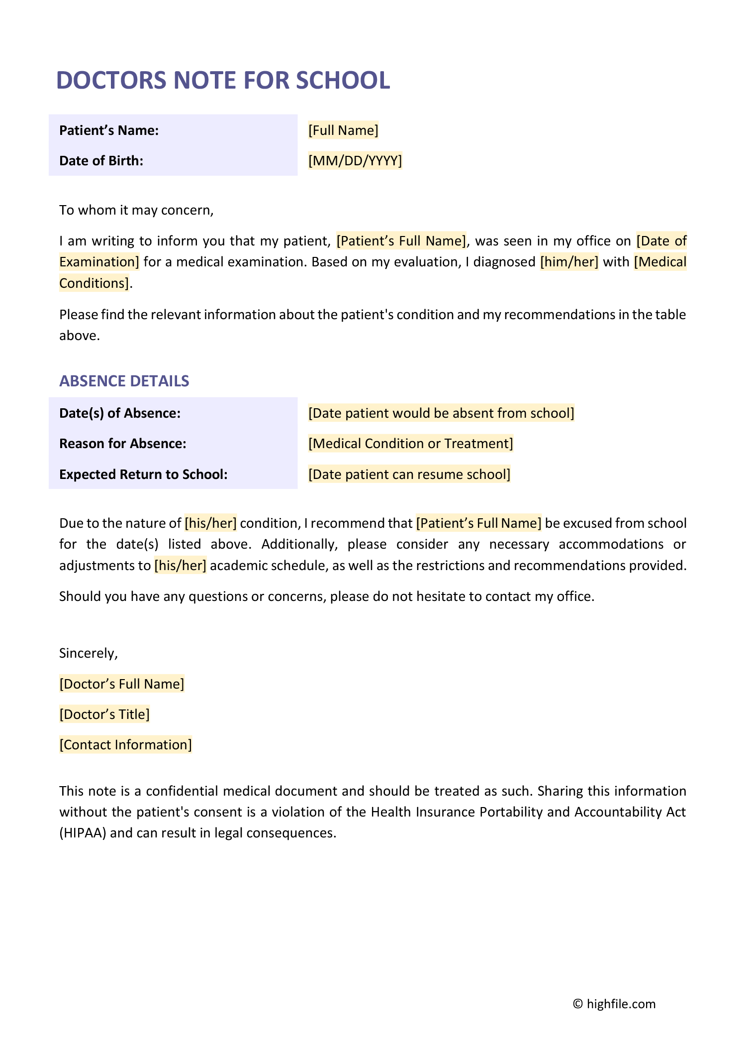 Free Doctors Note Templates (in Google Docs Word and PDF) Highfile Free Doctors Note Templates (in Google Docs Word and PDF) Highfile