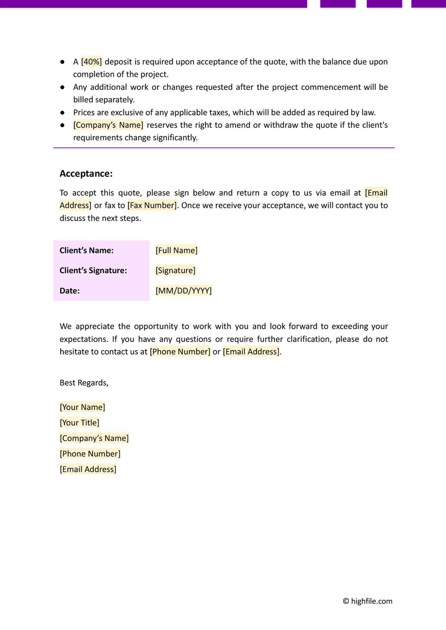 Free Email Quote Template Word Excel PDF Google Docs Google Free Email Quote Template Word Excel PDF Google Docs Google