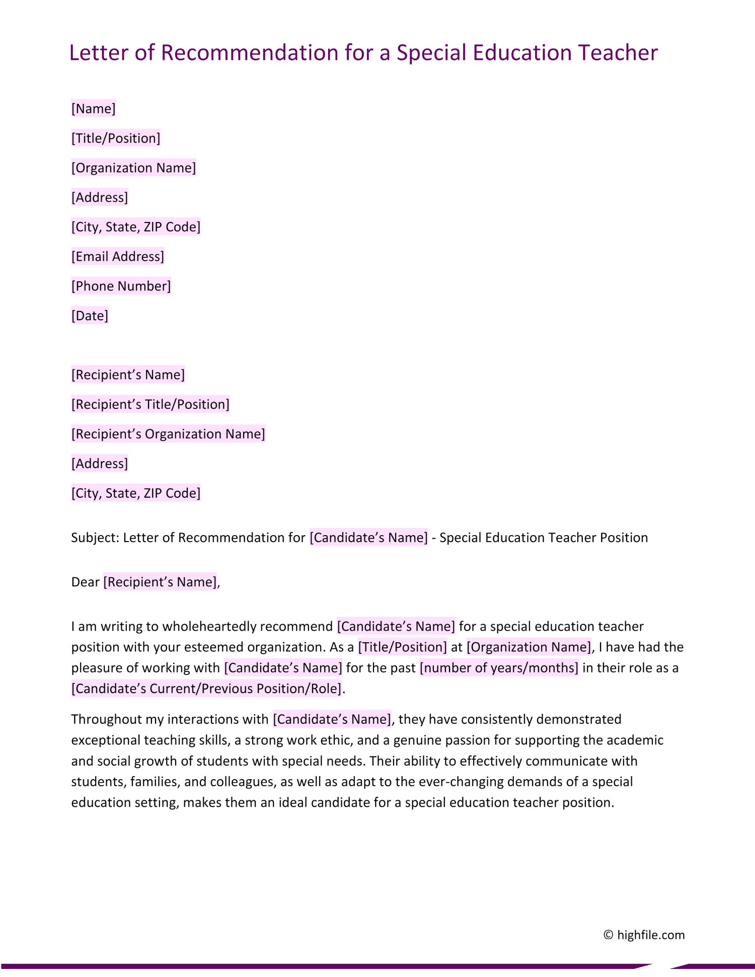 Letter Of Recommendation For School Of Education 12 Recommendation