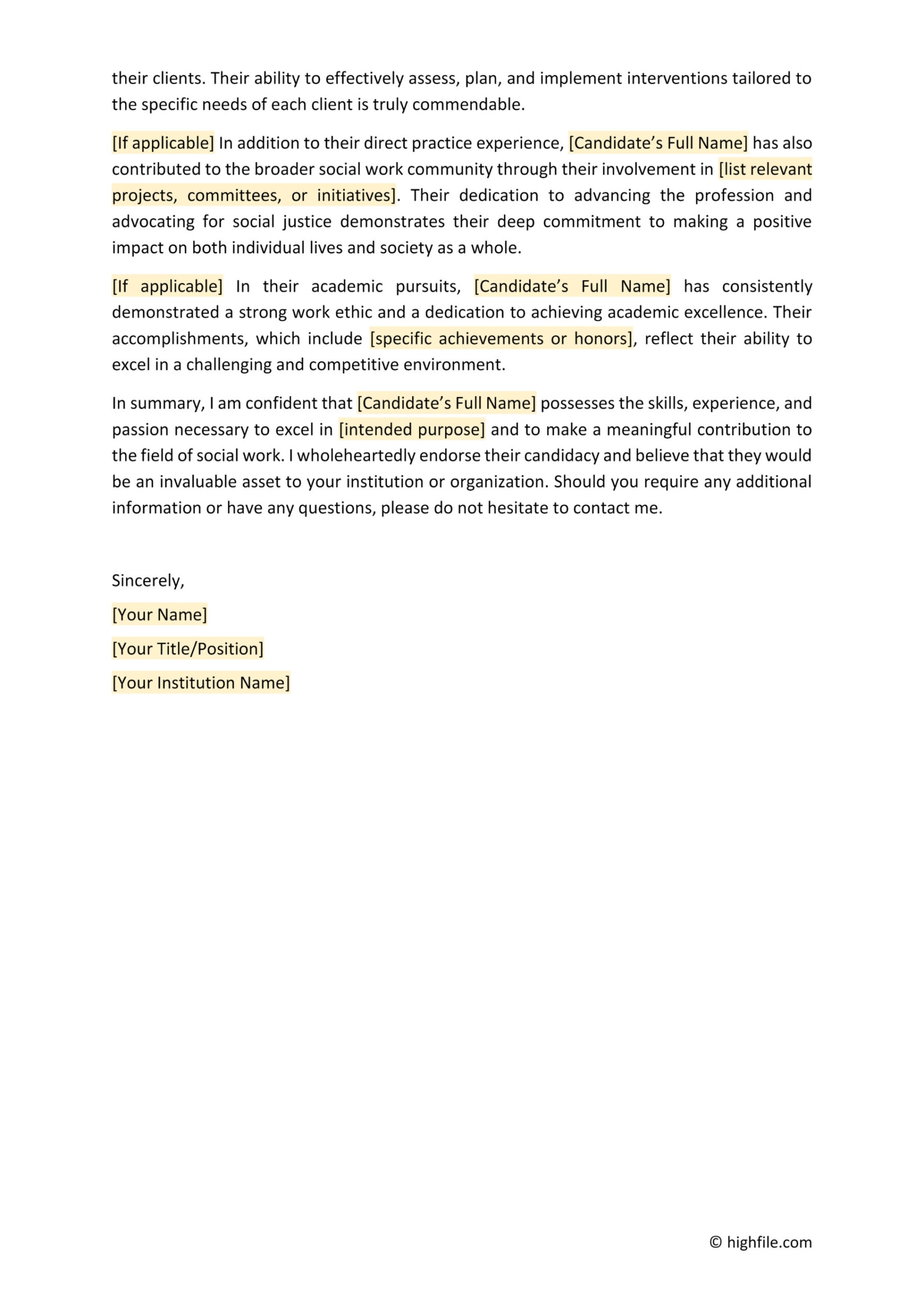Letter of Recommendation for Social Worker - Word | PDF | Google Docs ...