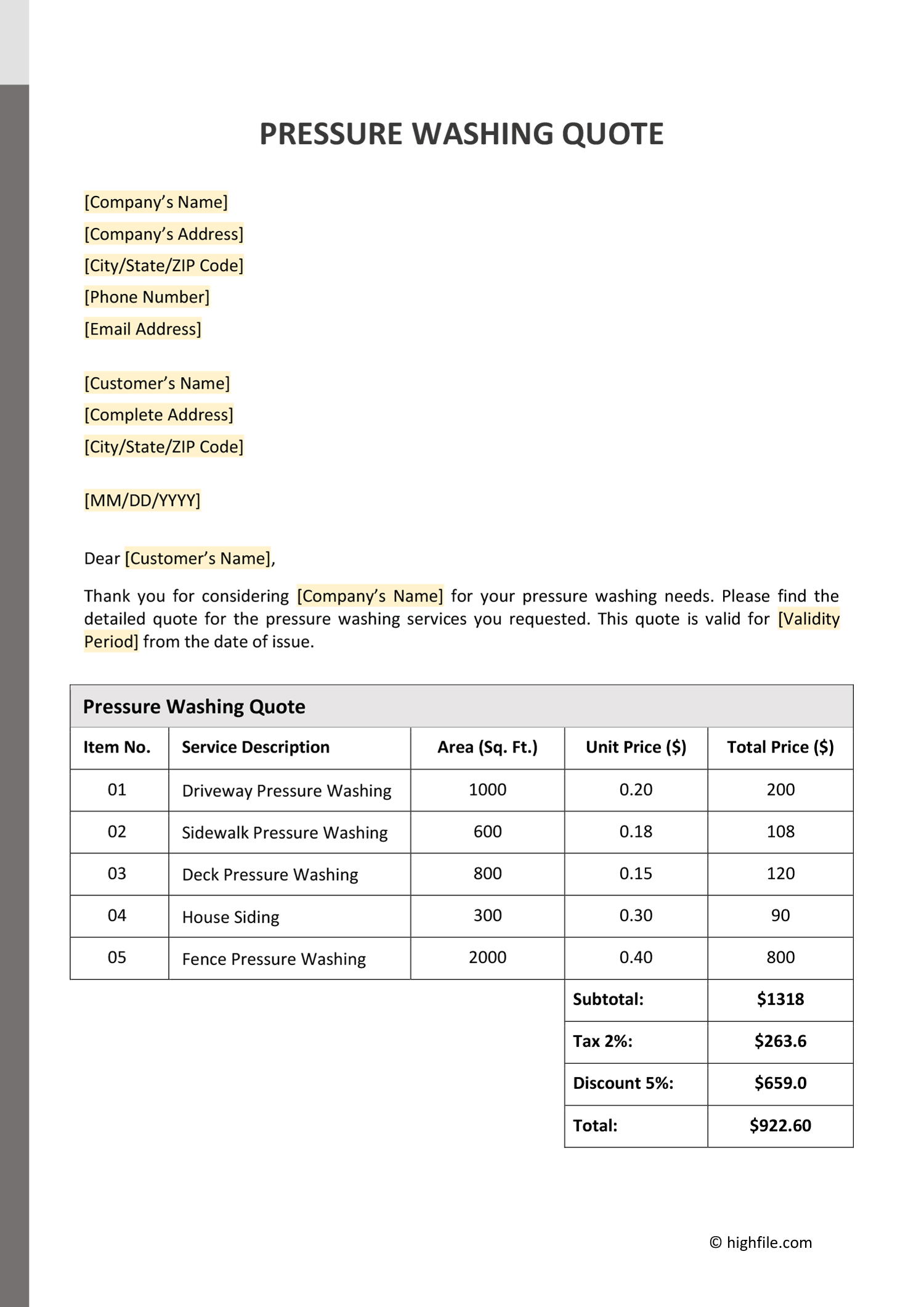 Window Cleaning Quote Template Word PDF Google Docs Highfile Window Cleaning Quote Template Word PDF Google Docs Highfile