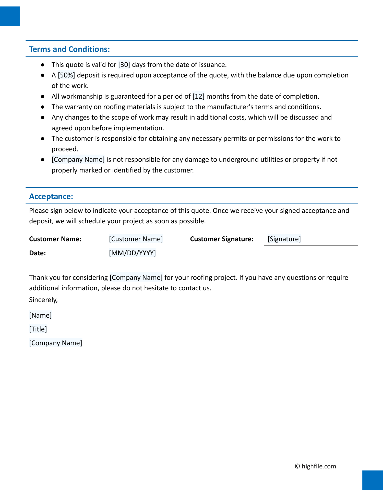 Roofing Quote Template Word Excel PDF Google Docs Google Roofing Quote Template Word Excel PDF Google Docs Google