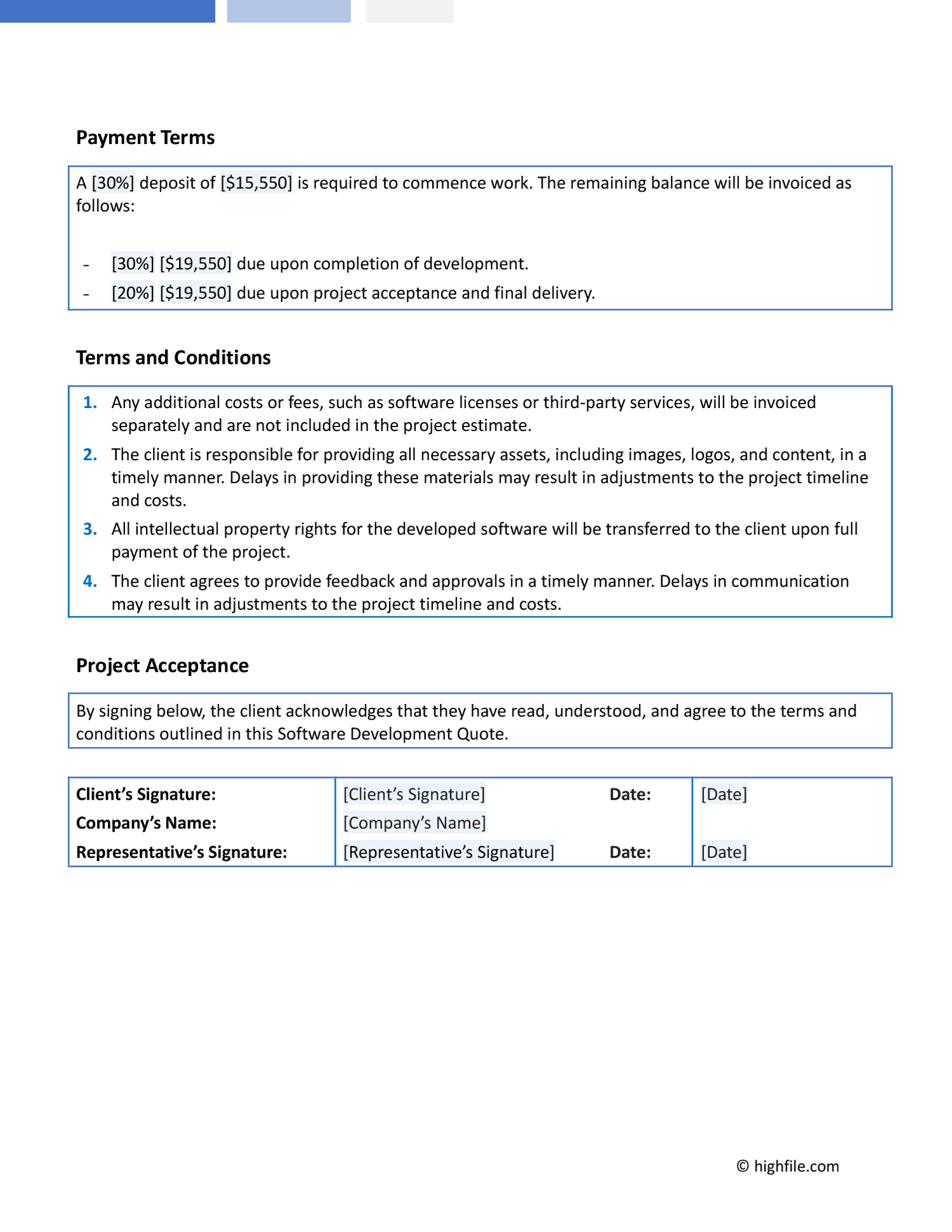 Software Development Quote Template - Word | Excel | PDF | Google