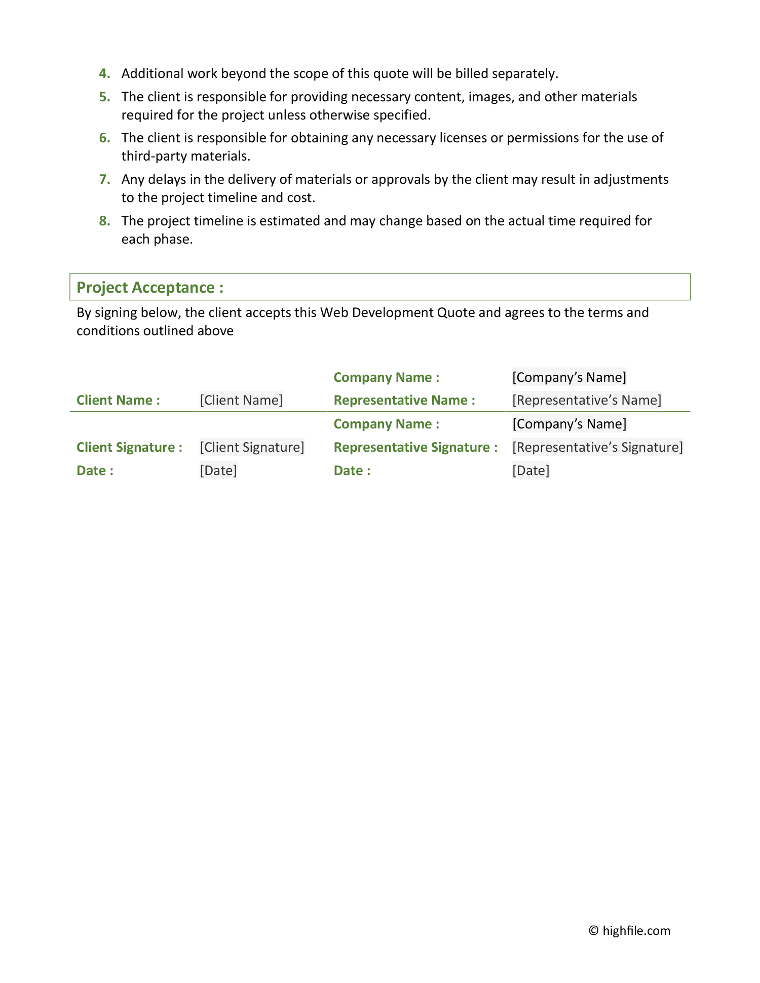 Web Development Quote Template Word PDF Excel Google Docs Web Development Quote Template Word PDF Excel Google Docs