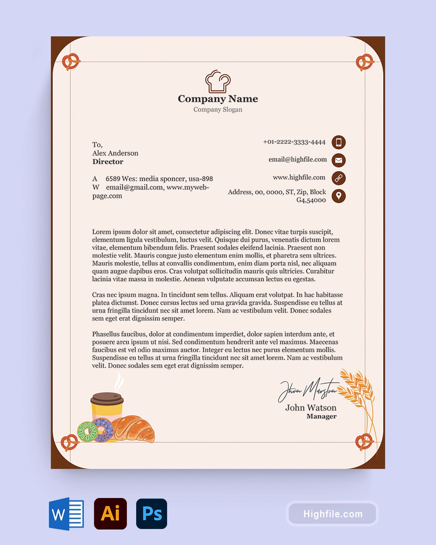 Free Bakery Letterhead Template Highfile Free Bakery Letterhead Template Highfile