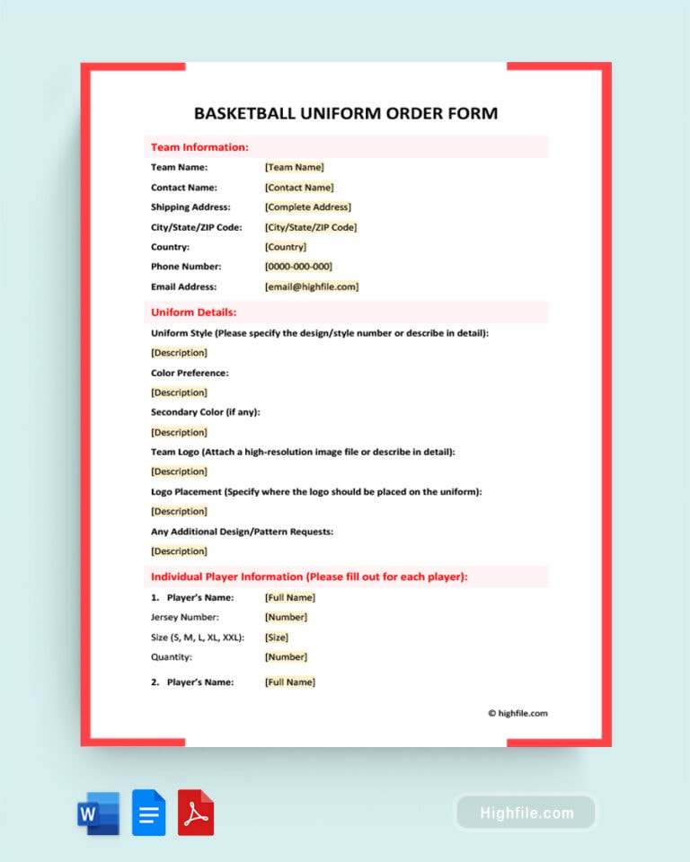Free Employee Uniform Order Form Template Highfile Free Employee Uniform Order Form Template Highfile