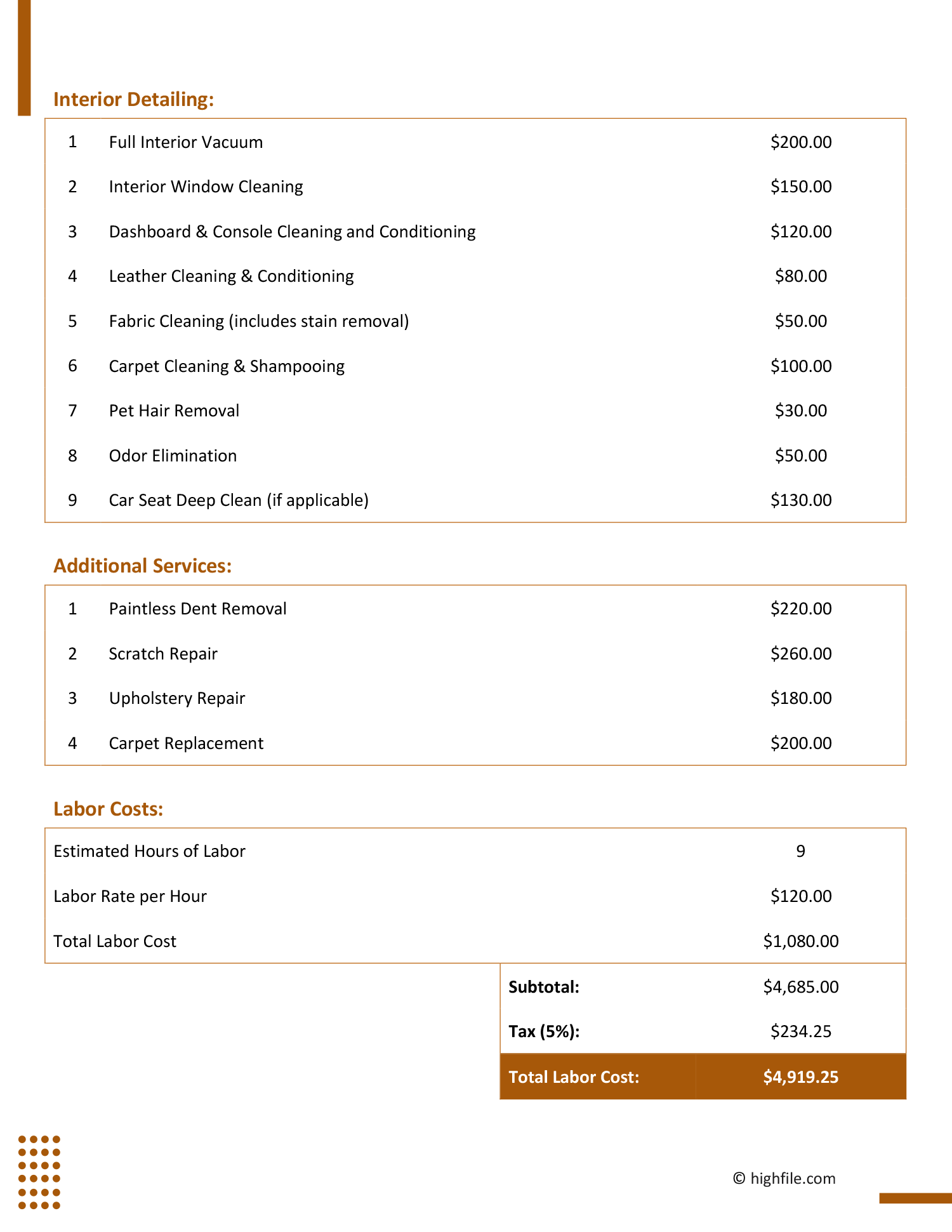 Free Car Detailing Quote Template Highfile Free Car Detailing Quote Template Highfile