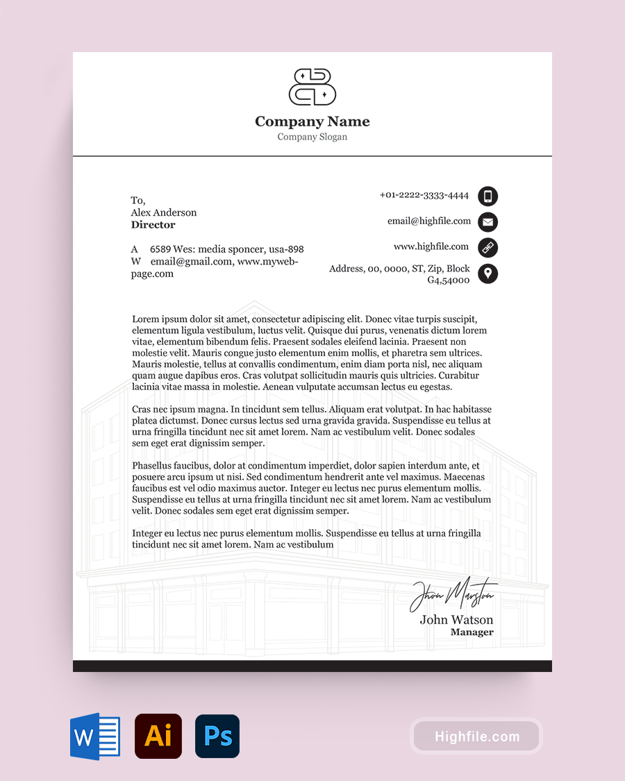 Free Corporation Letterhead Template - Highfile