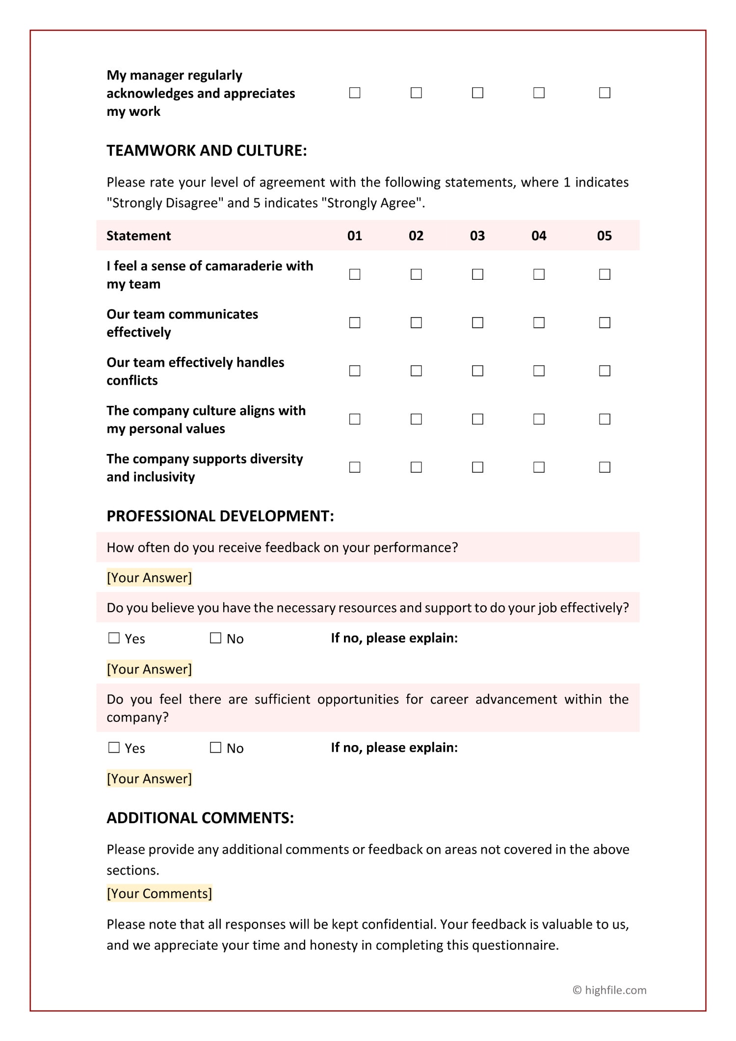 Employee Questionnaire Template Word PDF Google Docs Highfile Employee Questionnaire Template Word PDF Google Docs Highfile