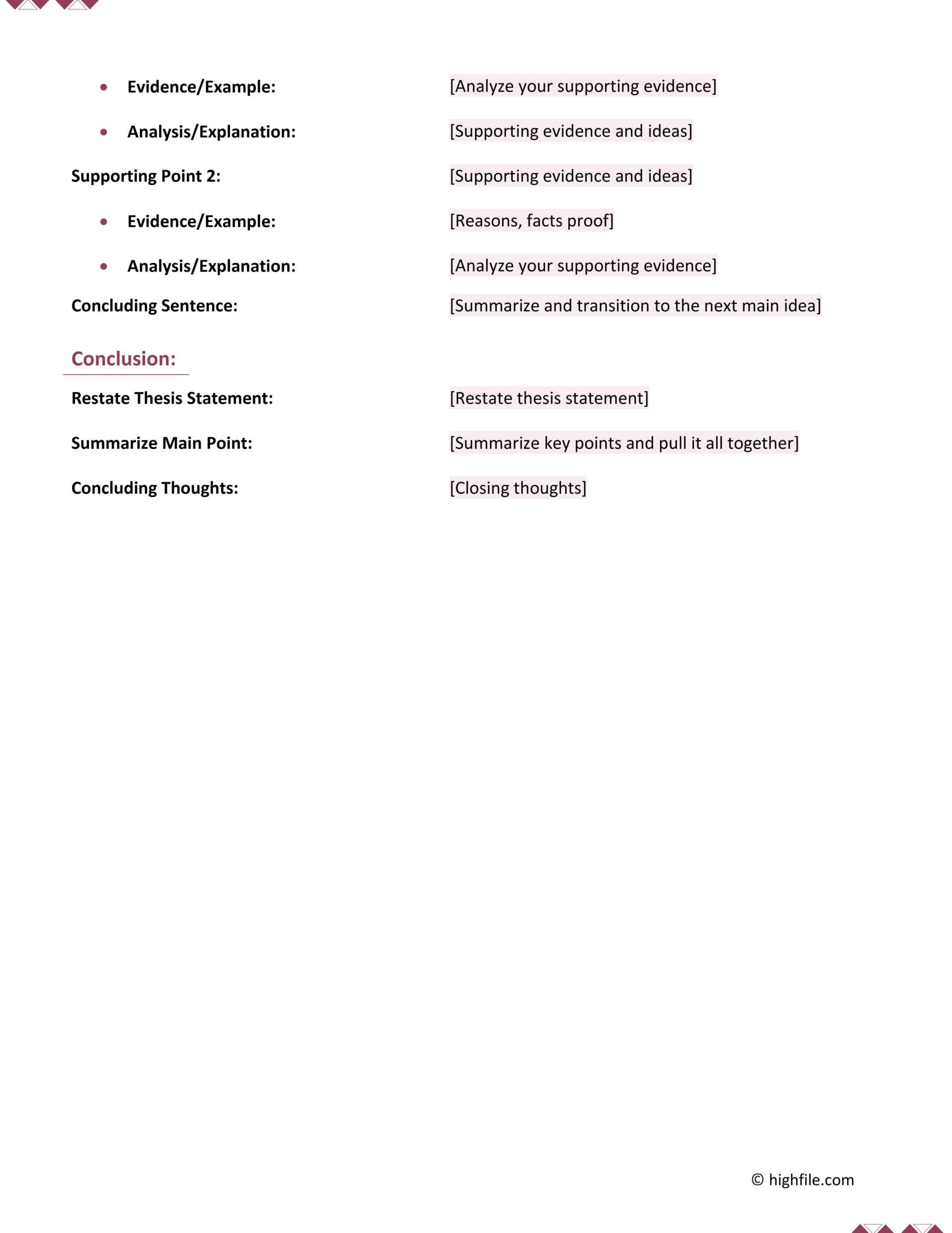 Essay Outline Template Word PDF Google Docs Highfile