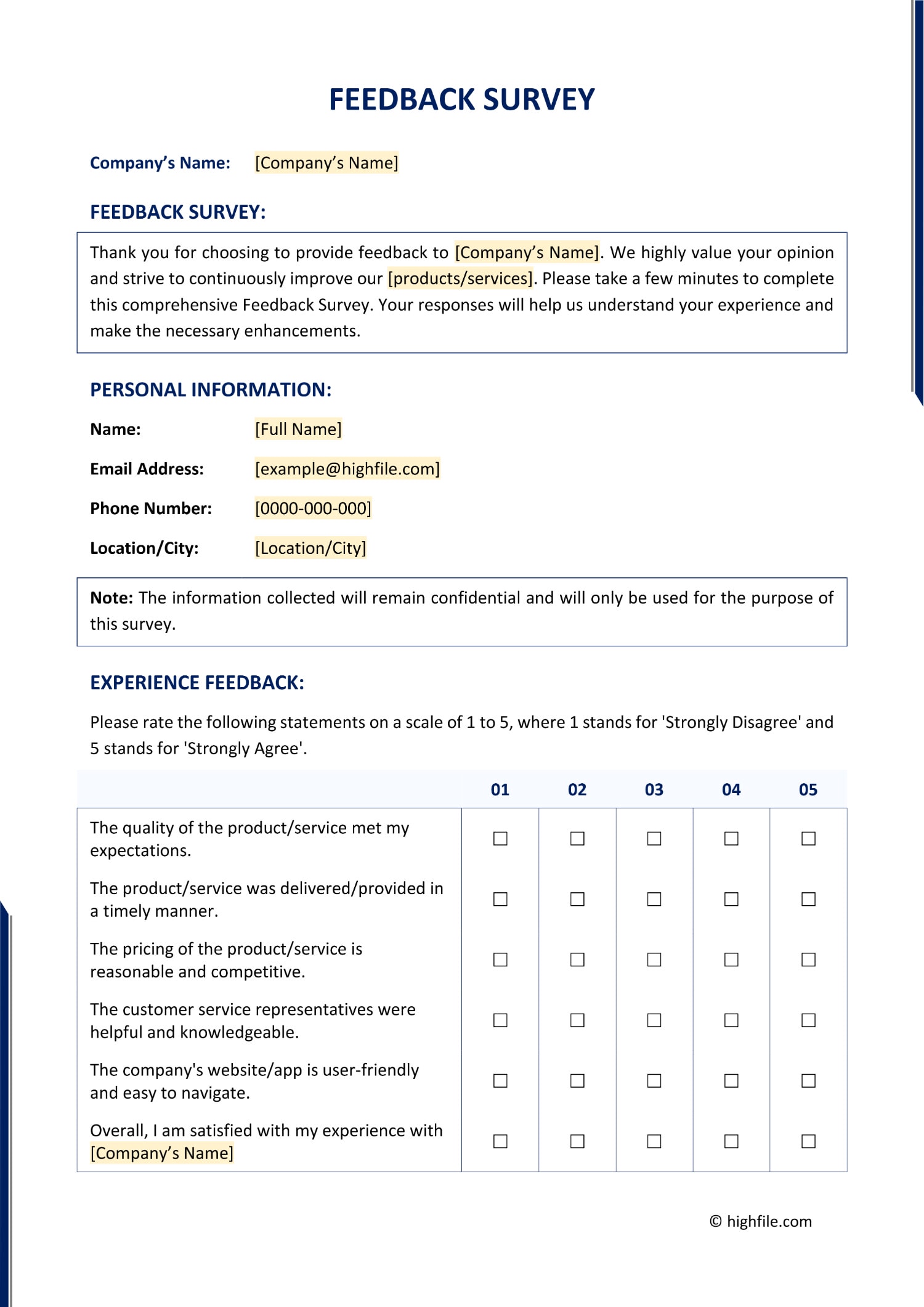 Feedback Survey Template Word PDF Google Docs Highfile Feedback Survey Template Word PDF Google Docs Highfile