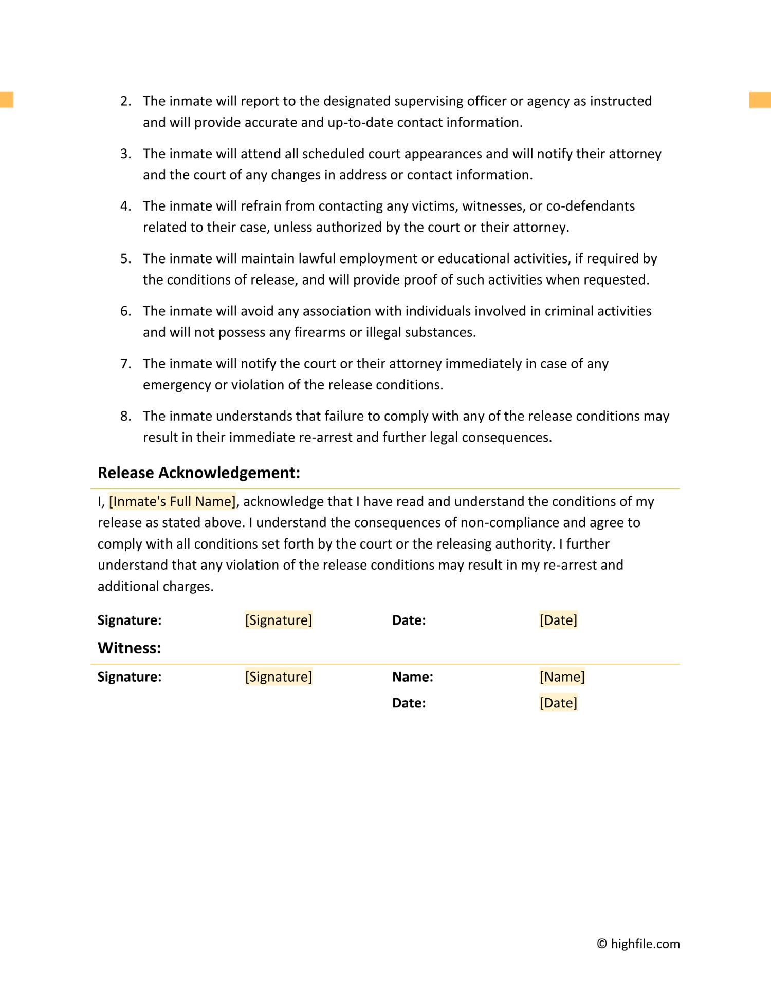 Jail Release Form - Word | PDF | Google Docs - Highfile