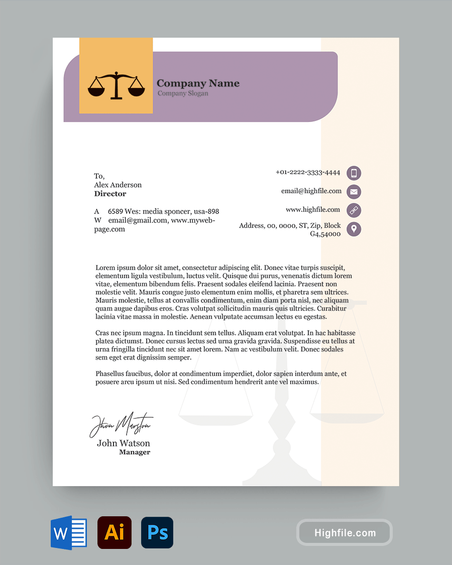 Free Editable Law Firm Letterheads Highfile