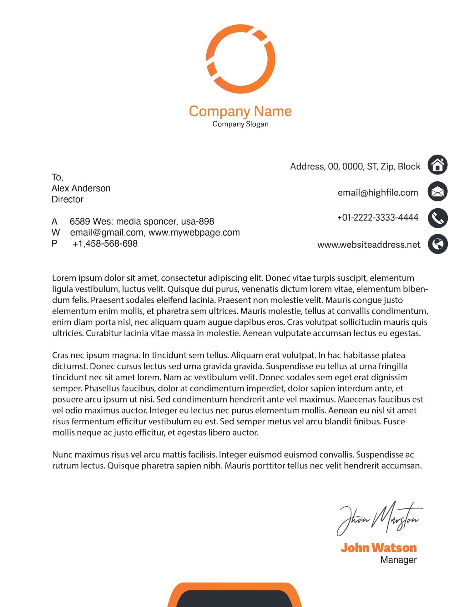 Letterhead Simple Design Template - Word | Illustrator | PSD - Highfile