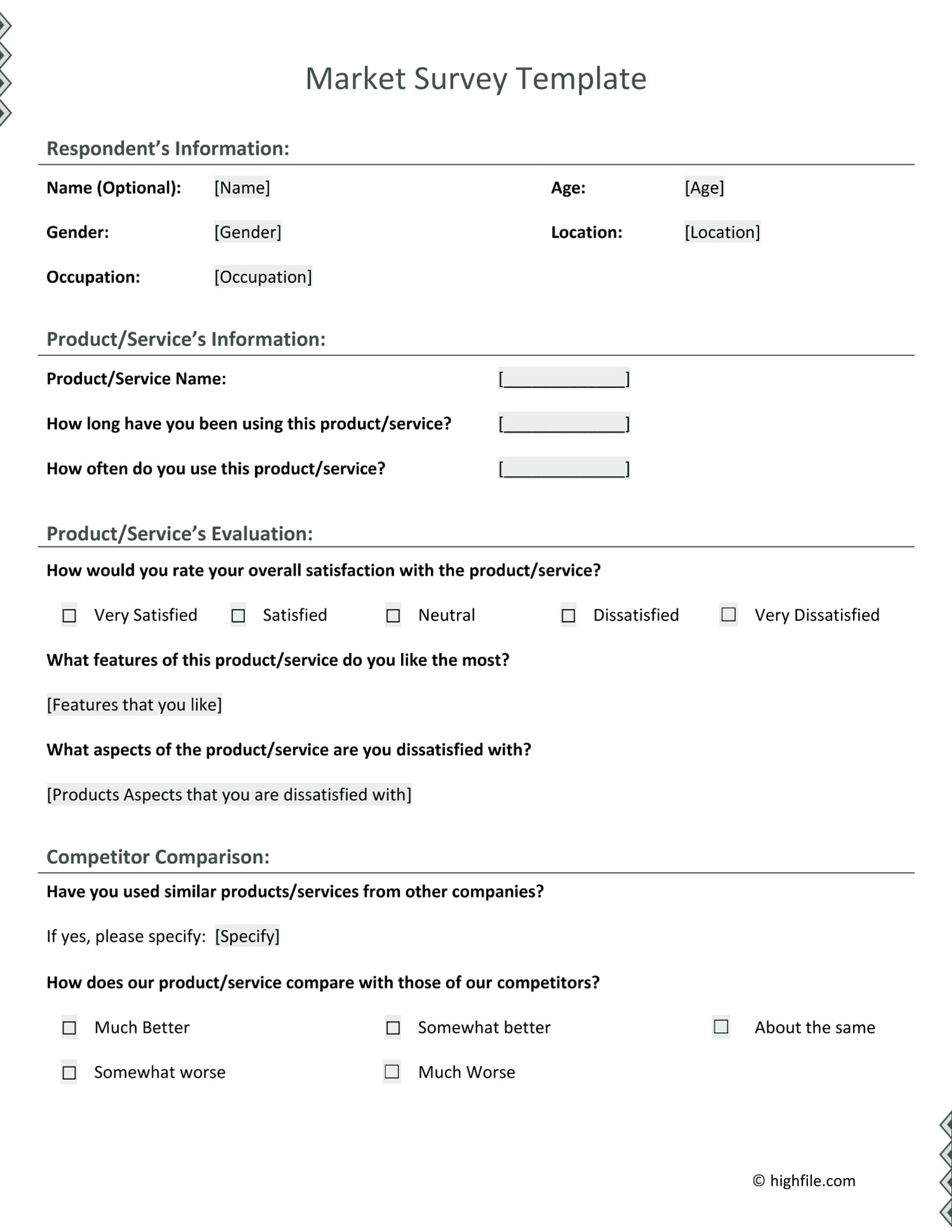 Market Survey Template Word PDF Google Docs Highfile Market Survey Template Word PDF Google Docs Highfile