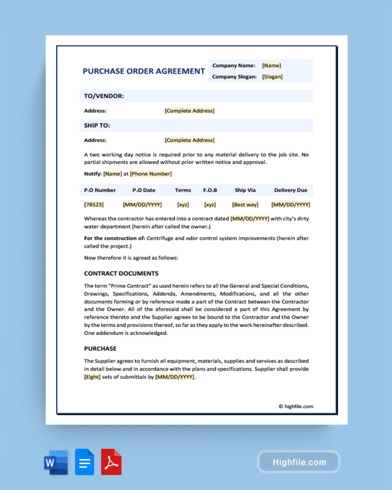 Free Purchase Order Terms And Conditions Template Highfile Free Purchase Order Terms And Conditions Template Highfile