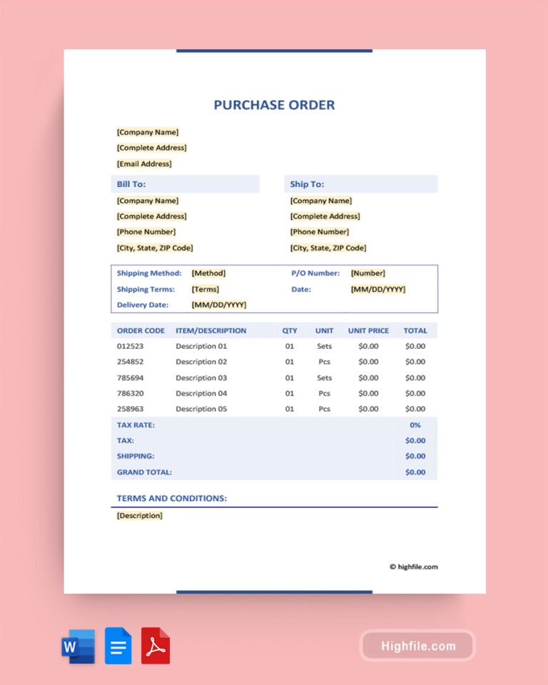 Purchase Order Email Template Word PDF Google Docs Highfile Purchase Order Email Template Word PDF Google Docs Highfile