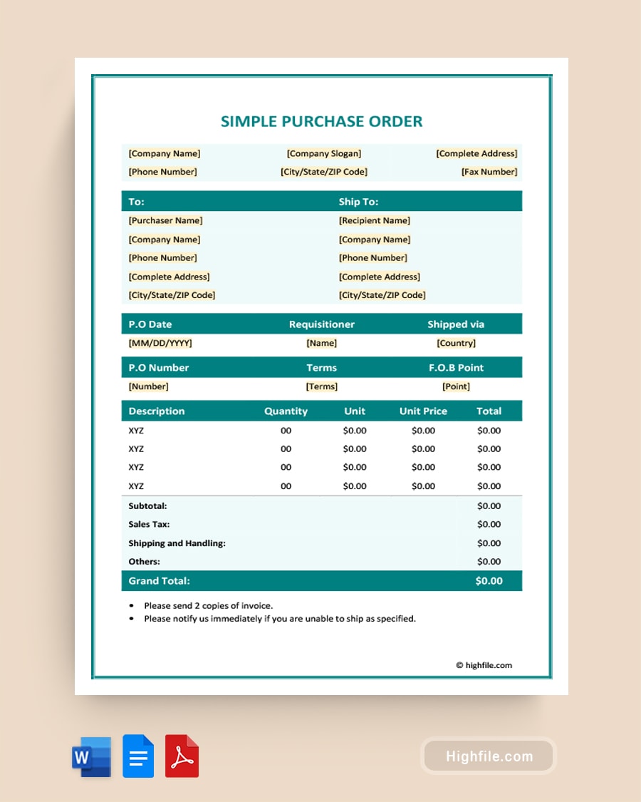 Purchase Order Email Template Word PDF Google Docs Highfile Purchase Order Email Template Word PDF Google Docs Highfile