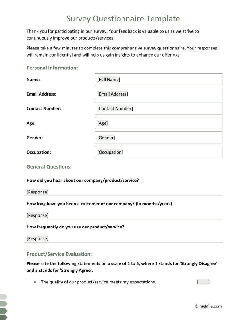 Questionnaire Template Word Questionnaire Form Template Venngage