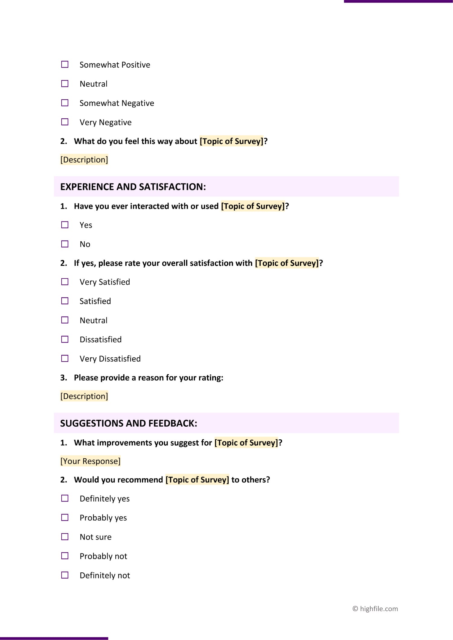 Free Survey Template Word PDF Google Docs Highfile Free Survey Template Word PDF Google Docs Highfile