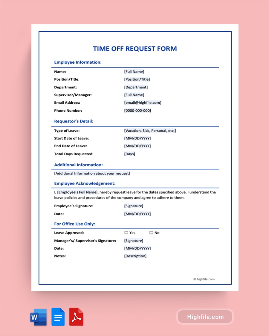 Time Off Request Form Word PDF Google Docs Highfile how-can-i-create-resources-for-meetings