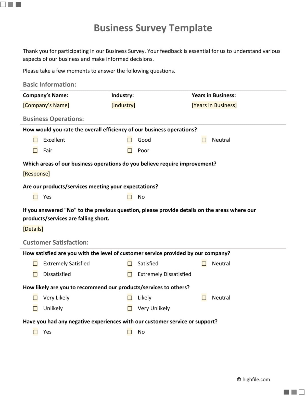 Patient Survey Template Word PDF Google Docs Highfile Patient Survey Template Word PDF Google Docs Highfile