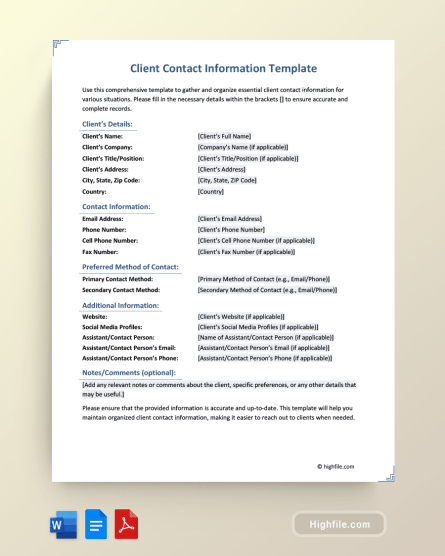 Reference Contact Information Template Word PDF Google Docs Reference Contact Information Template Word PDF Google Docs