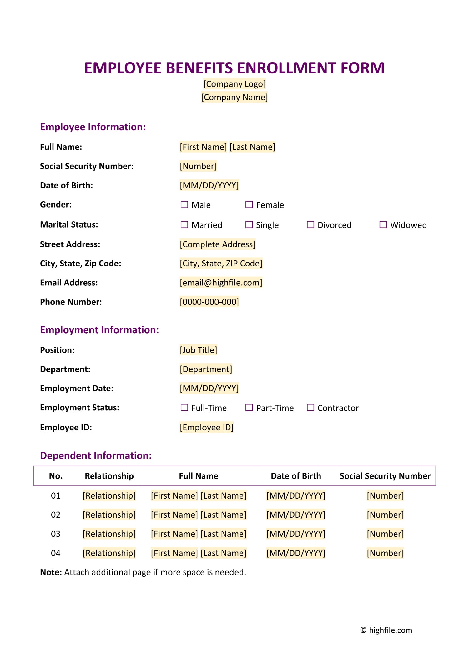 Employee Benefits Enrollment Form Template Word PDF Google Docs Employee Benefits Enrollment Form Template Word PDF Google Docs