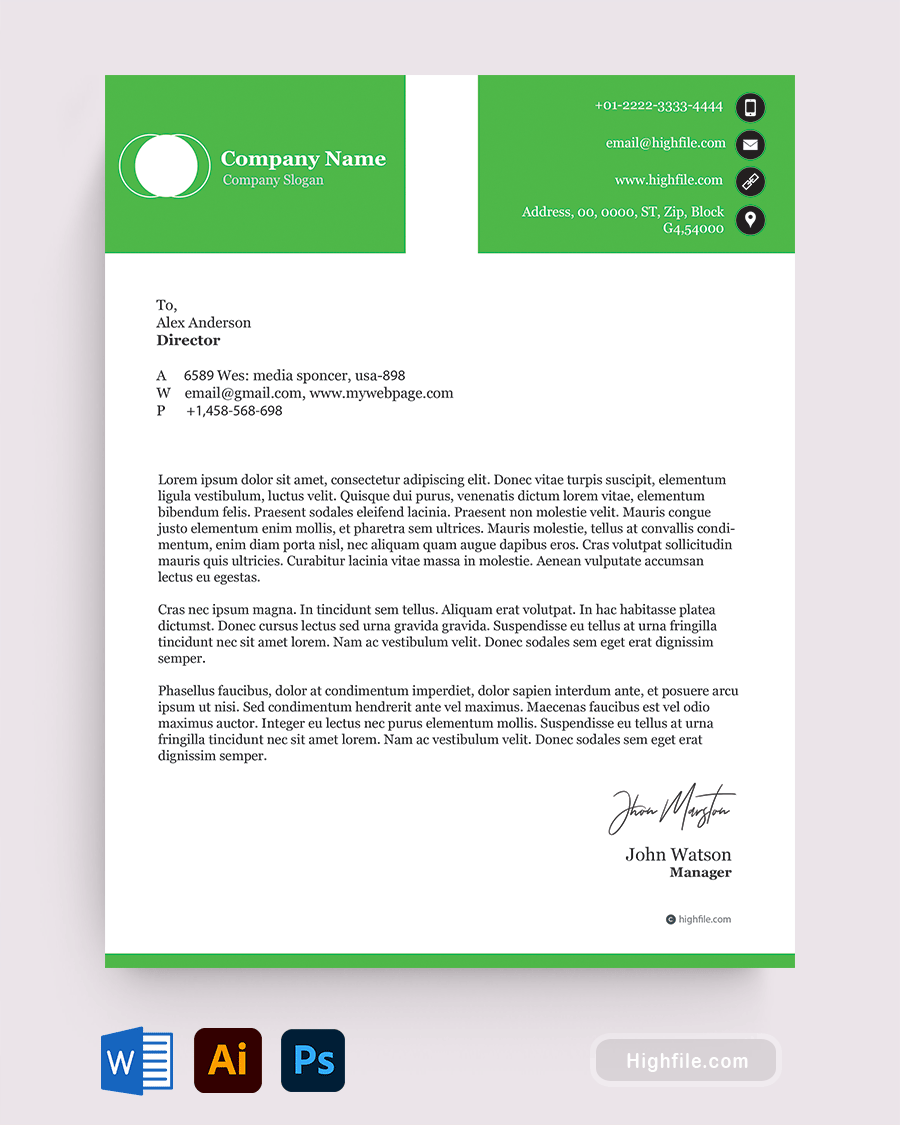 Corporate Letterhead Template - Highfile