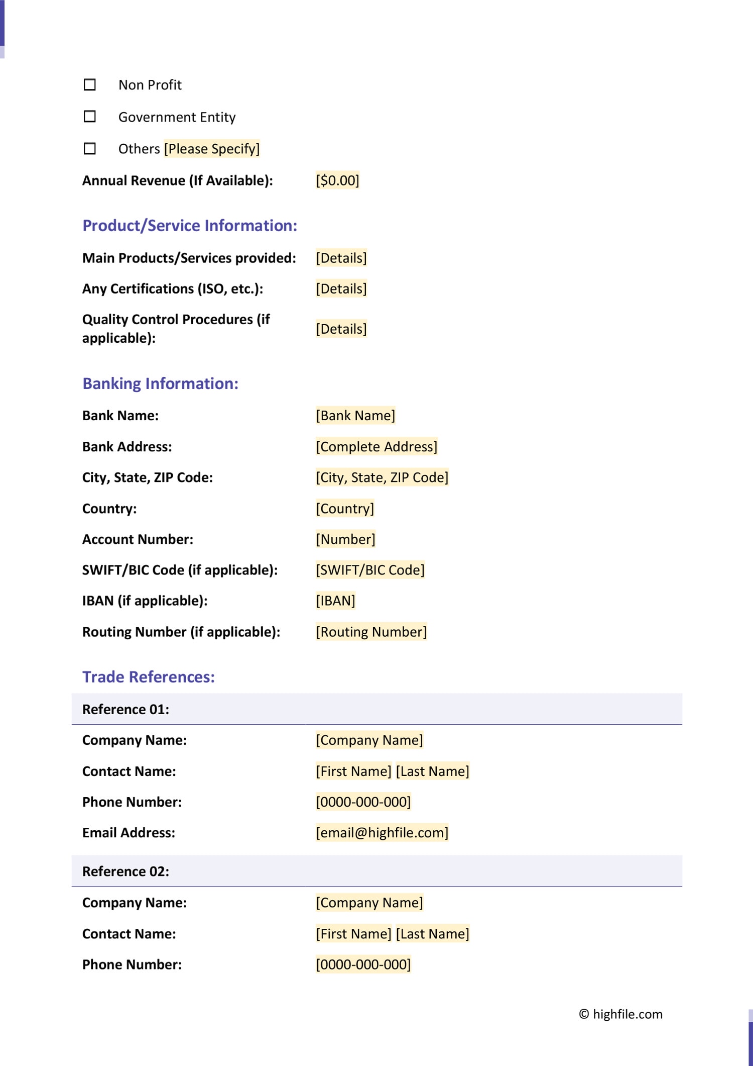New Vendor Setup Form - Word | PDF | Google Docs - Highfile