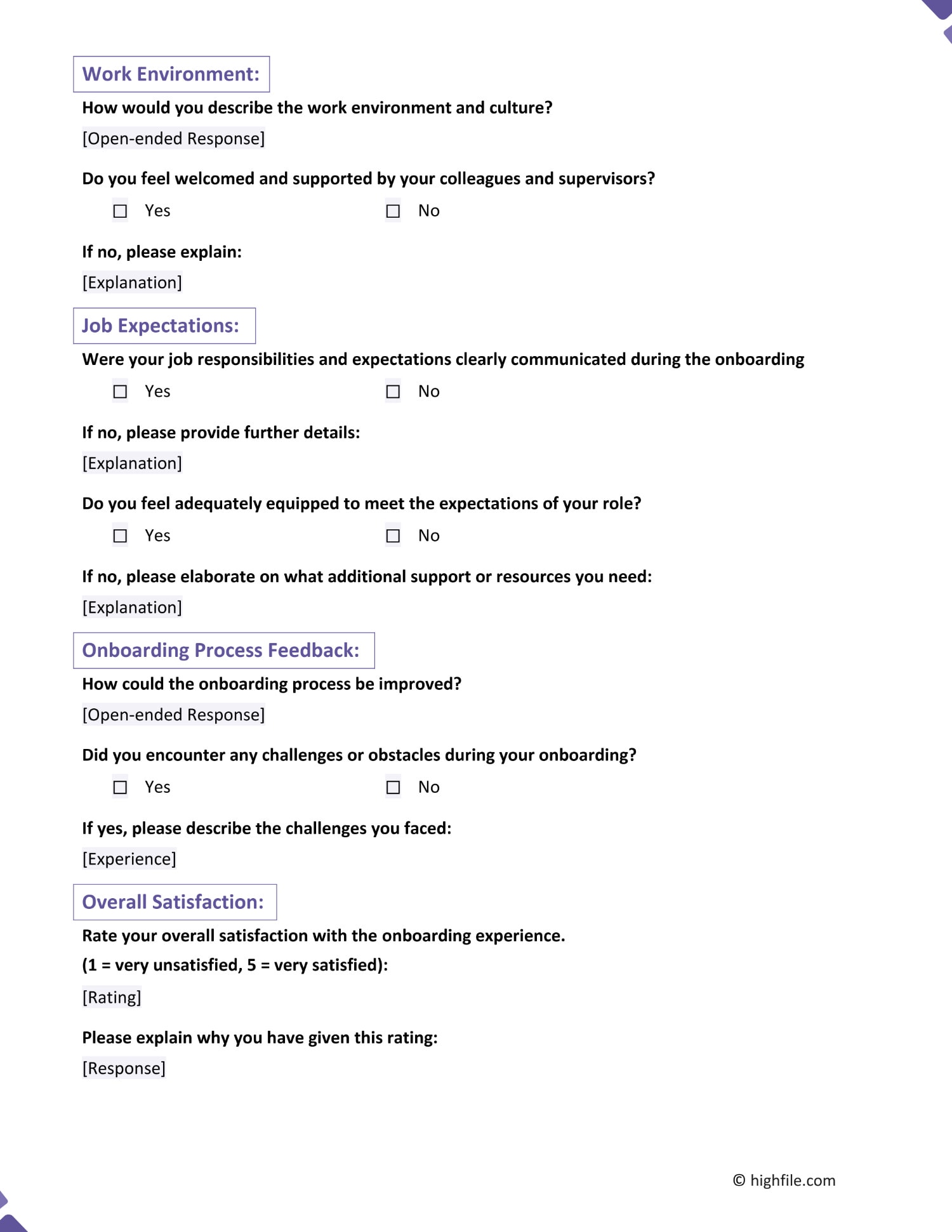 Onboarding Survey Template Word PDF Google Docs Highfile Onboarding Survey Template Word PDF Google Docs Highfile
