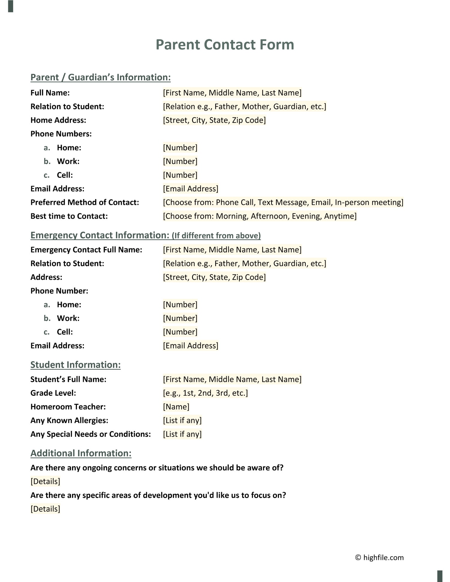 Client Contact Information Template Word PDF Google Docs Highfile Client Contact Information Template Word PDF Google Docs Highfile
