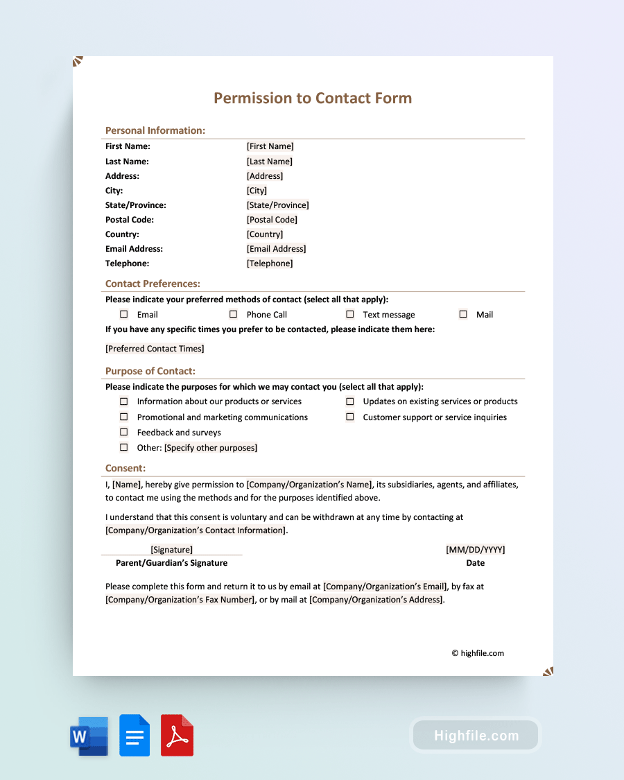 Business Contact List Template Word PDF Google Docs Highfile Business Contact List Template Word PDF Google Docs Highfile