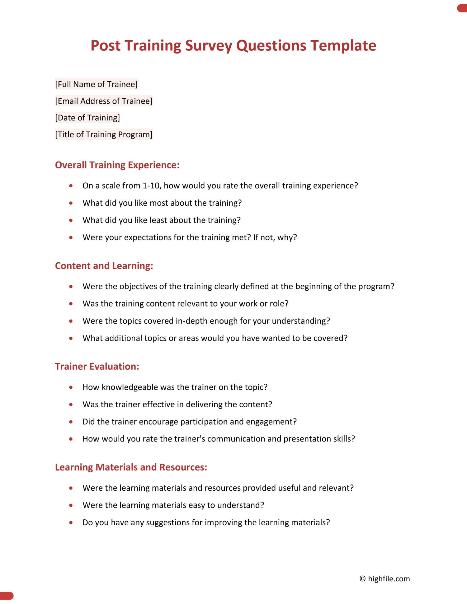 Event Survey Template Word PDF Google Docs Highfile Event Survey Template Word PDF Google Docs Highfile