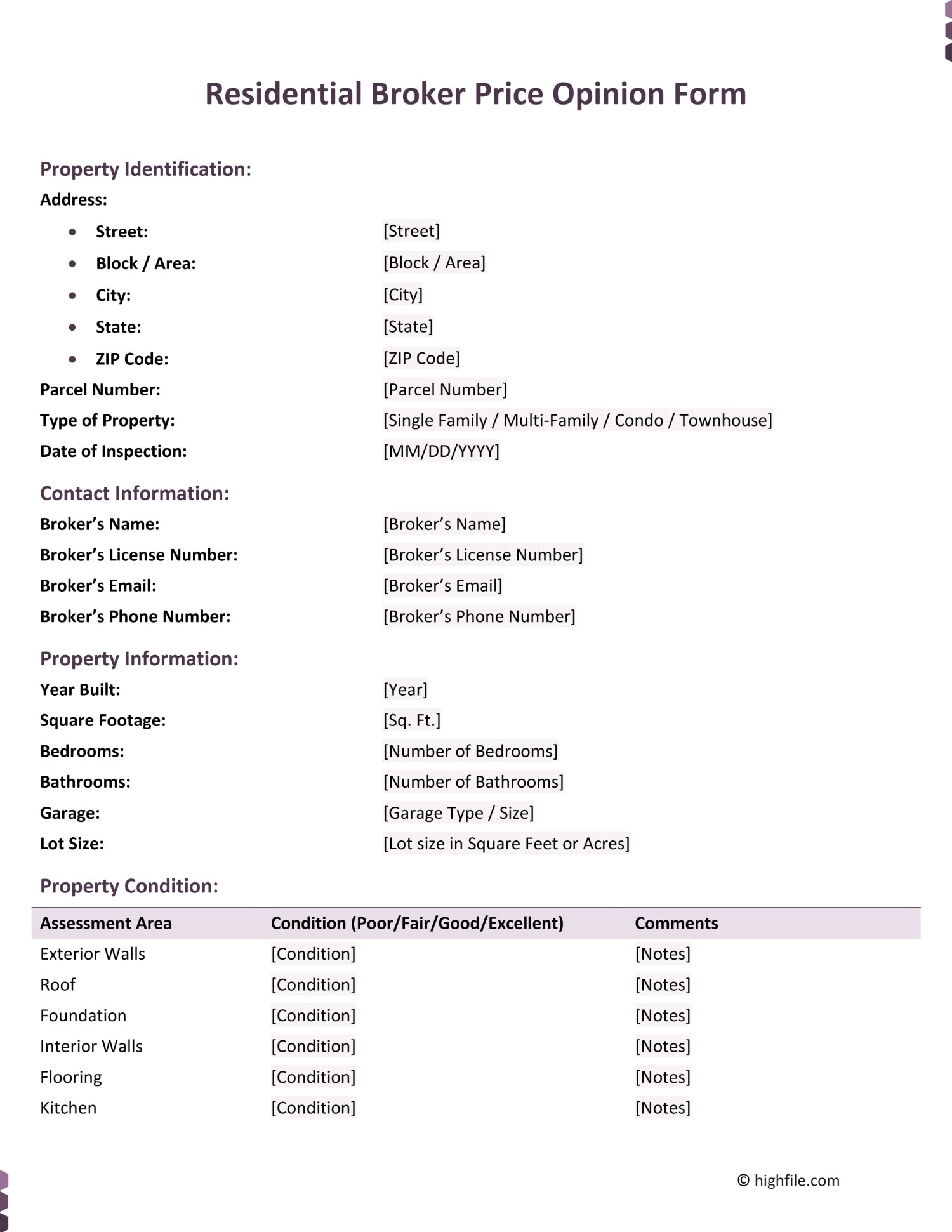 Residential Broker Price Opinion Form - Word | PDF | Google Docs - Highfile residential-broker-price-opinion-form-word-pdf-google-docs-highfile