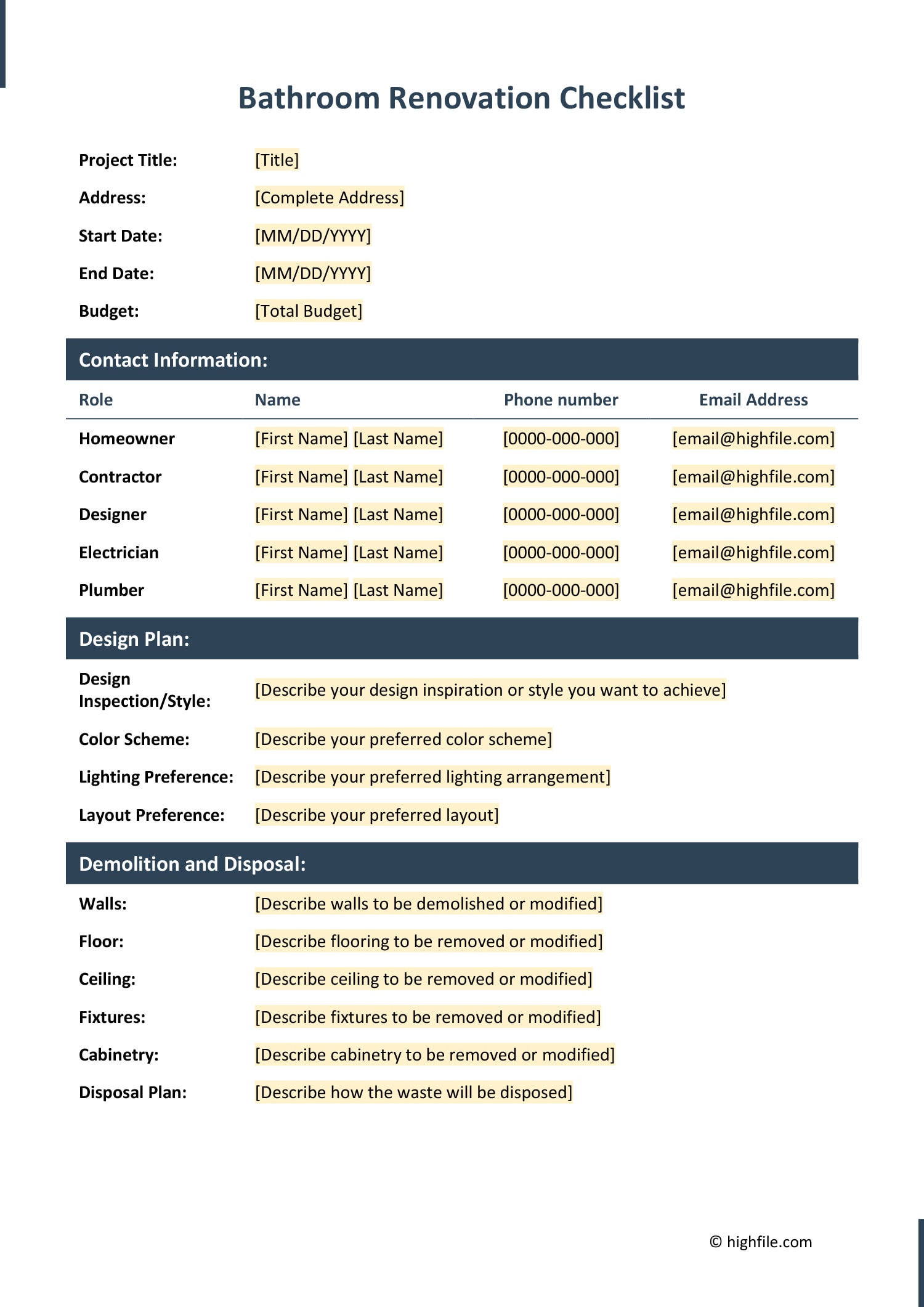 free-customizable-checklist-templates-highfile for Free Printable Bathroom Remodel Checklist Free Customizable Checklist Templates - Highfile for Free Printable Bathroom Remodel Checklist