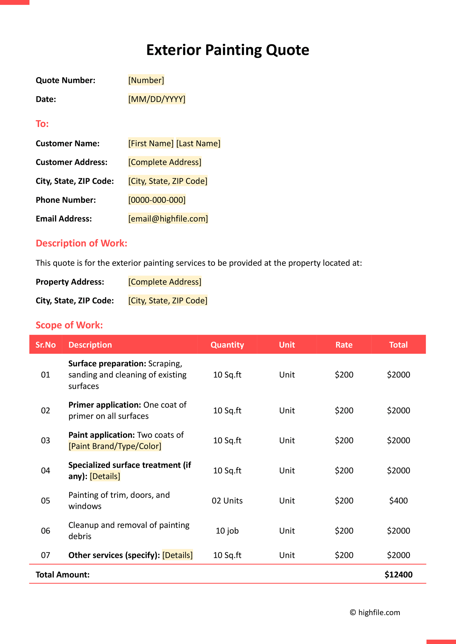 Free Painting Quote Templates - Highfile free-painting-quote-templates-highfile
