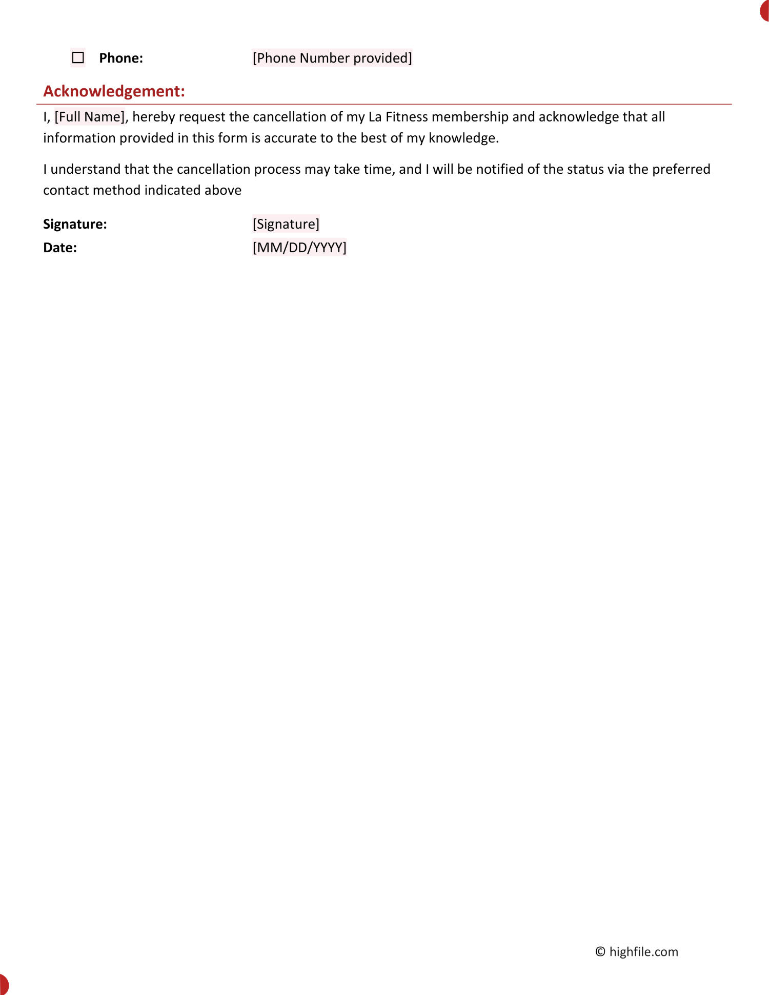 Form to Cancel La Fitness Membership Google Docs Word PDF Page 02 form to cancel la fitness membership - word | pdf | google docs