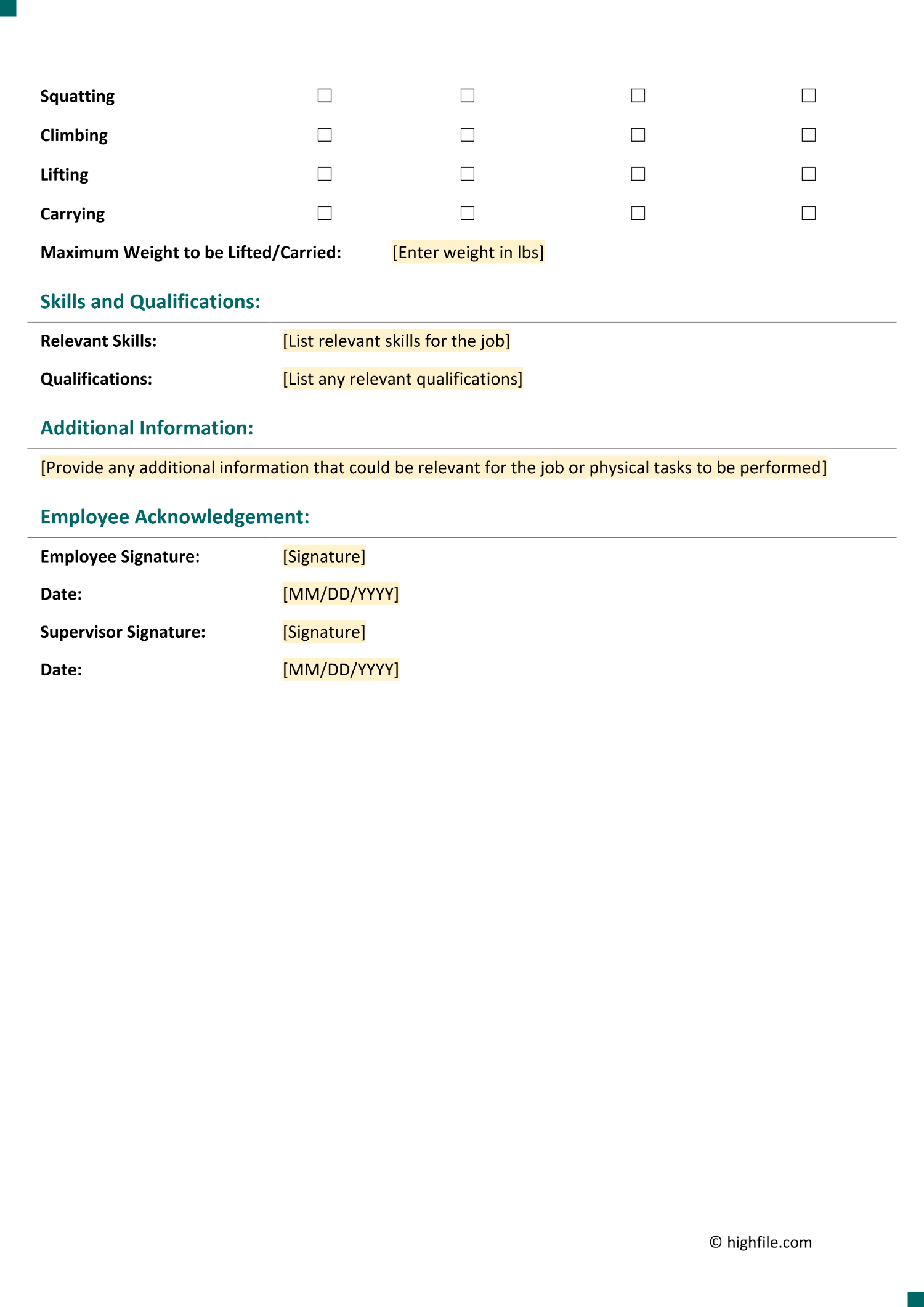 Physical Form for Work - Word | PDF | Google Docs - Highfile