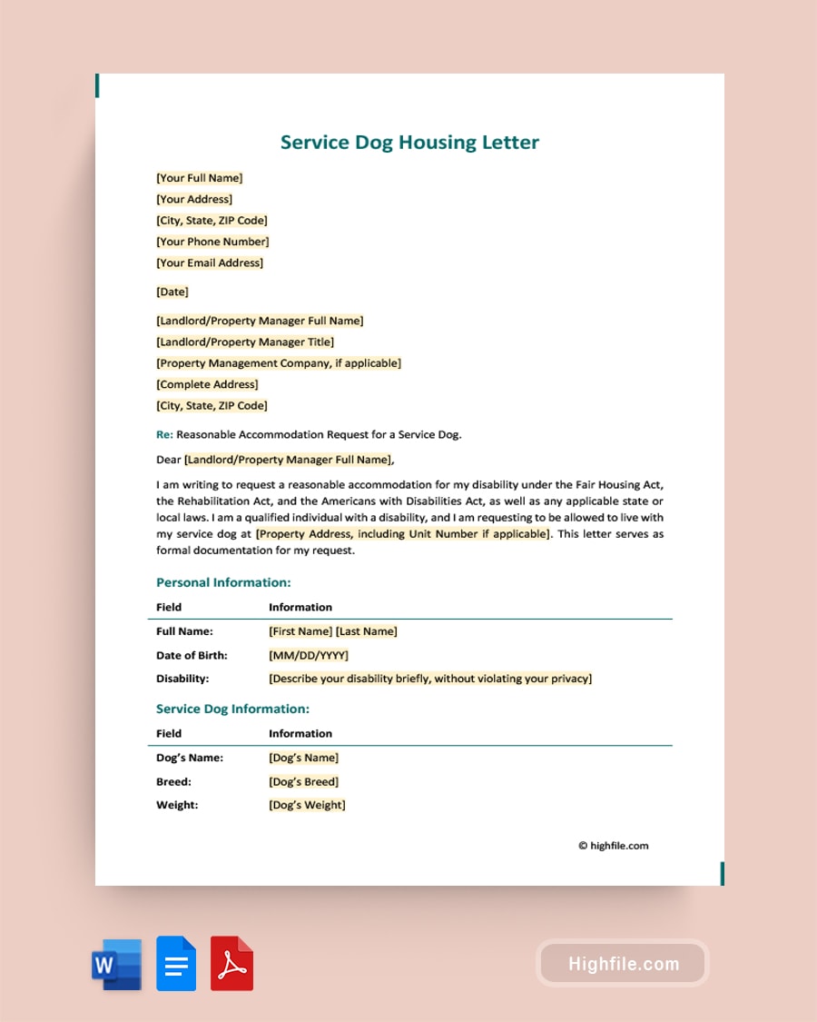 Service Dog Letter Templates and Examples Highfile Service Dog Letter Templates and Examples Highfile