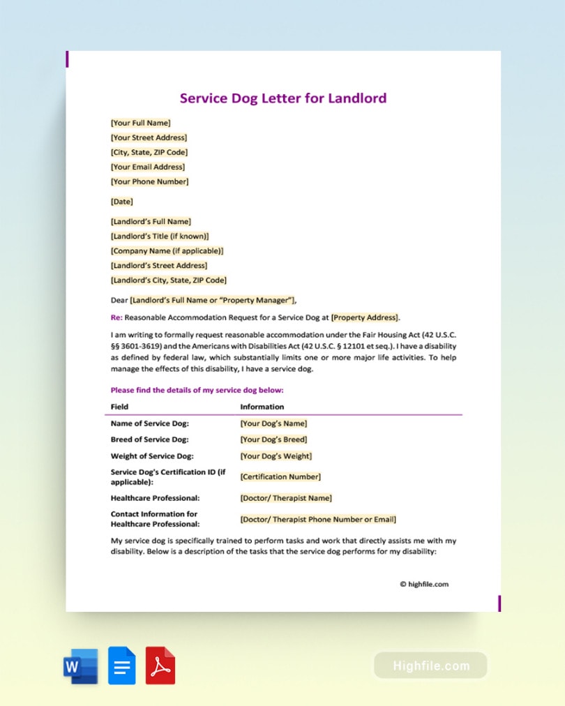 Service Dog Letter Templates and Examples Highfile Service Dog Letter Templates and Examples Highfile
