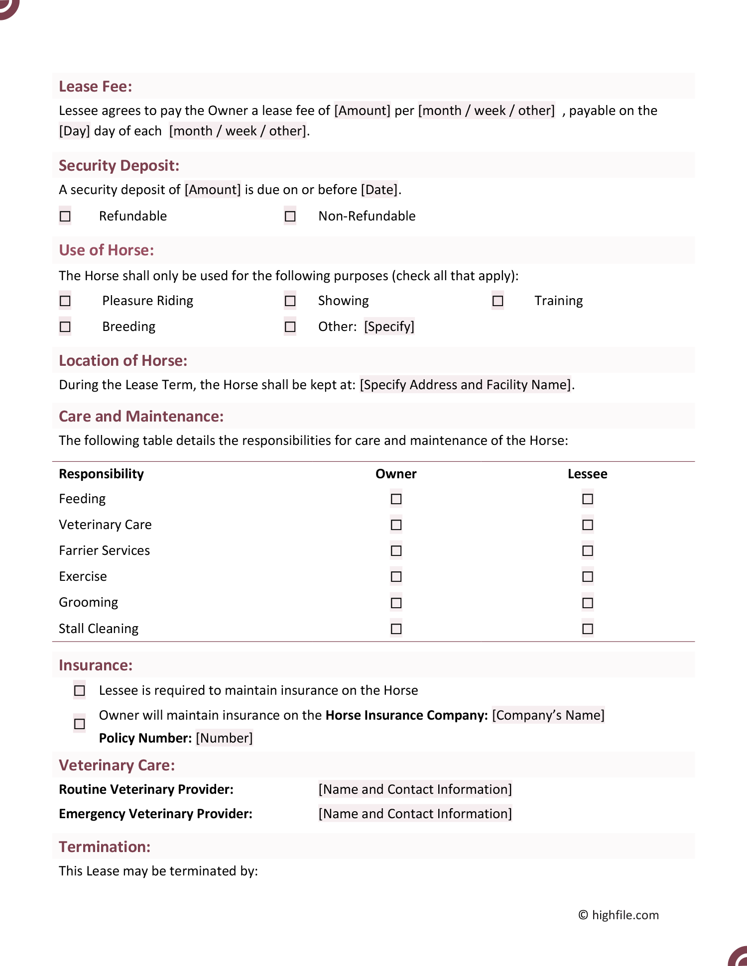 basic-horse-lease-agreement-word-google-docs-highfile for Free Printable Horse Lease Agreement Basic Horse Lease Agreement - Word | Google Docs - Highfile for Free Printable Horse Lease Agreement