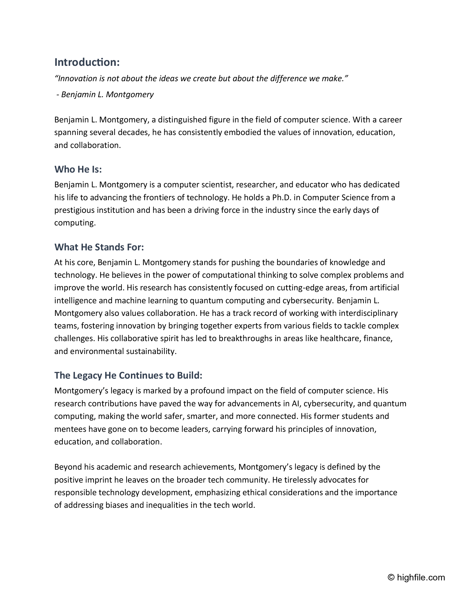 Biography Template for Professionals Word Google Docs Highfile com Biography Template for Professionals Word Google Docs Highfile com