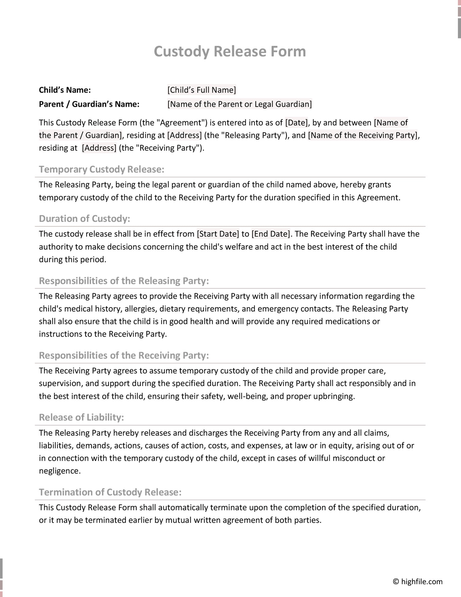 Inmate Property Release Form - Word | PDF | Google Docs - Highfile