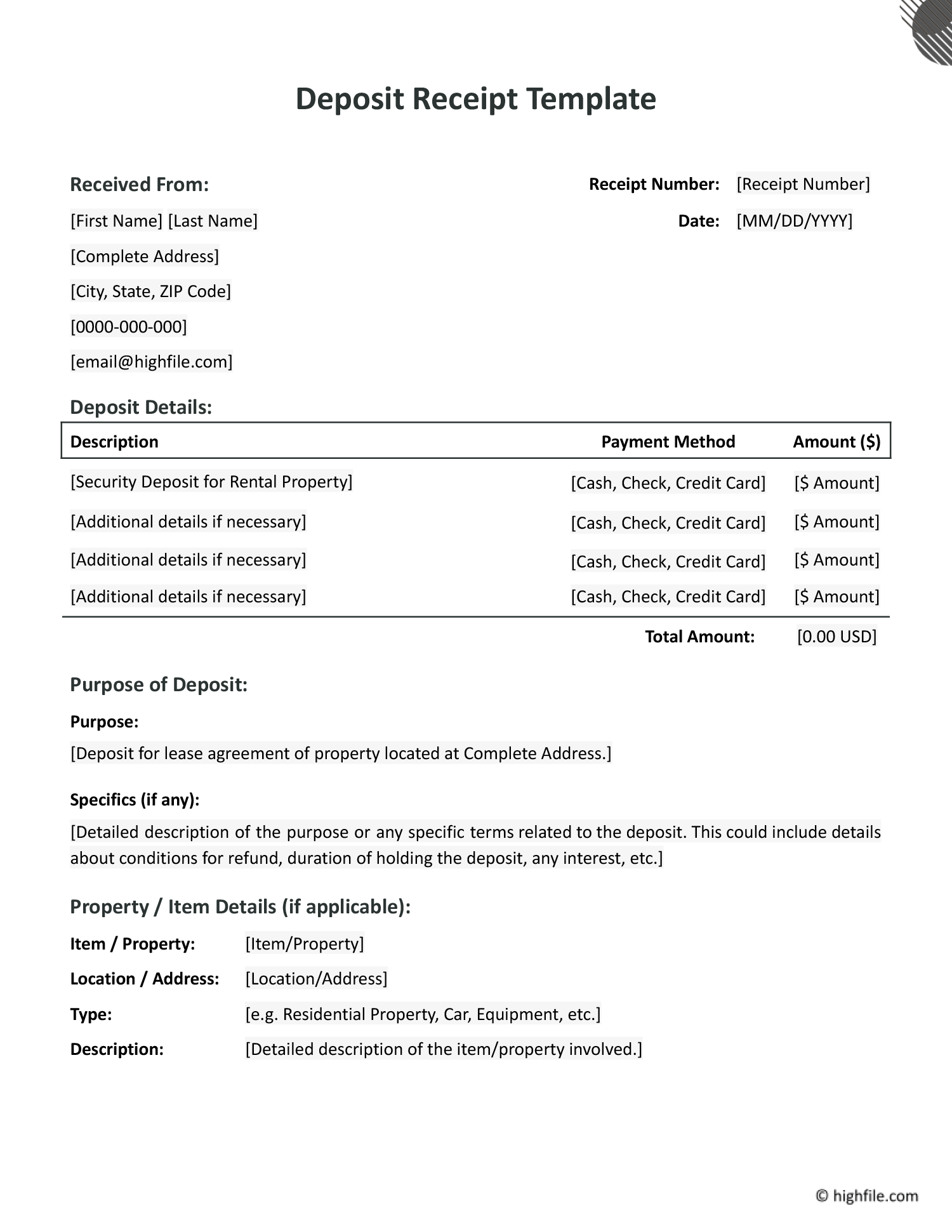 Deposit Receipt Template Word Google Docs Highfile Deposit Receipt Template Word Google Docs Highfile
